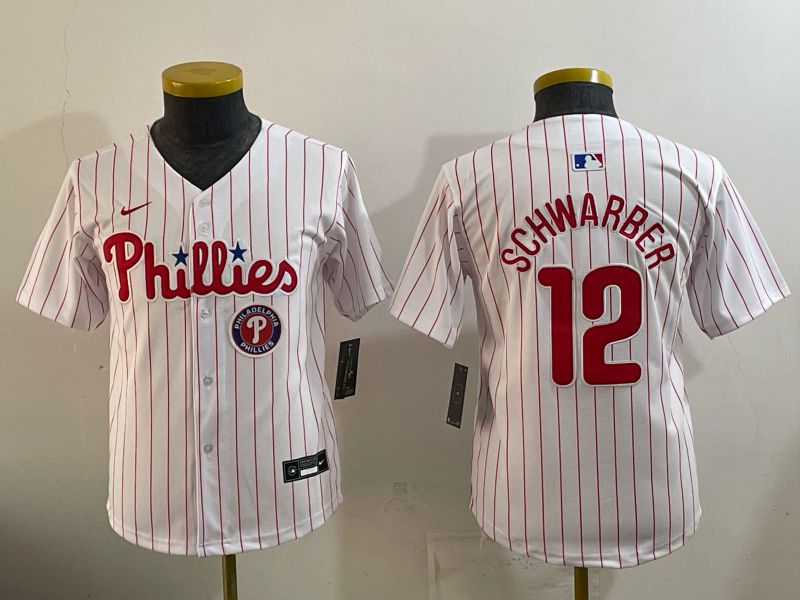 Youth 2026 Philadelphia Phillies #12 Schwarber White Game Nike MLB Jersey style 07